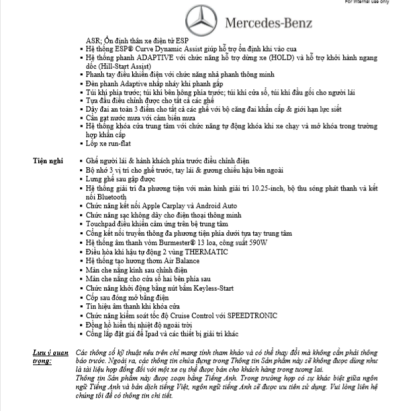 Thông số kỹ thuật Mercedes-Benz C200 Exclusive 2020 tại Việt Nam Thông số kỹ thuật Mercedes-Benz C200 Exclusive 2020 tại Việt Nam