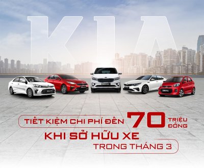 Mua xe Kia trong tháng 3, nhận ưu đãi lên tới 70 triệu đồng.