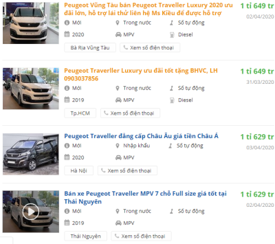 Giá xe Peugeot Traveller 2020 tại đại lý Giá xe Peugeot Traveller 2020 tại đại lý 1