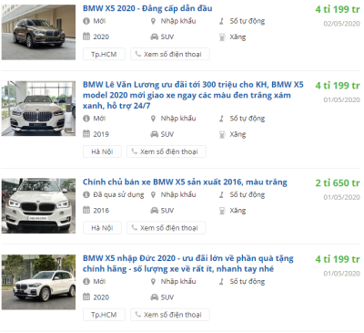 Giá xe BMW X5 2020 tại đại lý Giá xe BMW X5 2020 tại đại lý