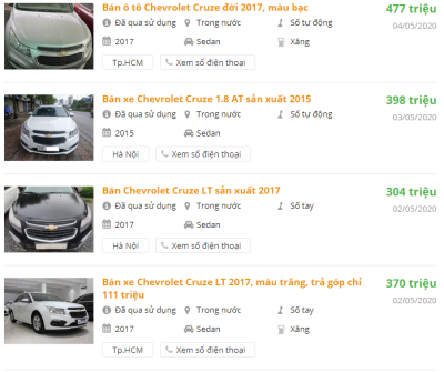 Giá xe Chevrolet Cruze 2019 tại đại lý 1 Giá xe Chevrolet Cruze 2019 tại đại lý a1
