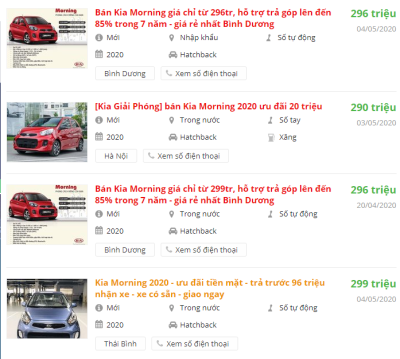 Giá xe Giá xe Kia Morning 2020 Giá xe Giá xe Kia Morning 2020 a