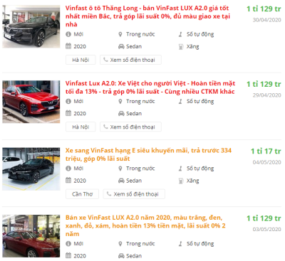 Bán xe VinFast LUX A2.0 2020 Bán xe VinFast LUX A2.0 2020