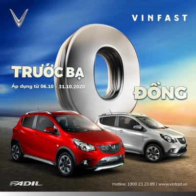 Ưu đãi phí trước bạ 0 đồng cho VinFast Fadil tháng 10/2020.