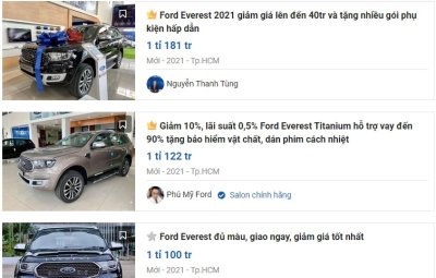 Ford Everest Titanium 4x2 AT và Sport cũng được đại lý chào bán với mức giảm từ 40 - 60 triệu đồng. Ford Everest Titanium 4x2 AT và Sport cũng được đại lý chào bán với mức giảm từ 40 - 60 triệu đồng. 1