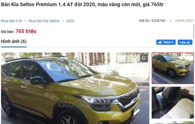Kia Seltos Premium 1.4 AT đời 2020, màu vàng còn mới đang rao bán với giá 765 triệu đồng 1