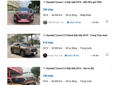 Giao dịch mua bán Hyundai Tucson khá sôi động.