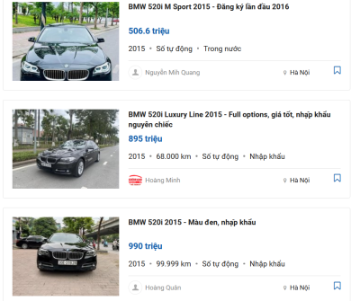 giá xe BMW 520i 2014 – 2015.