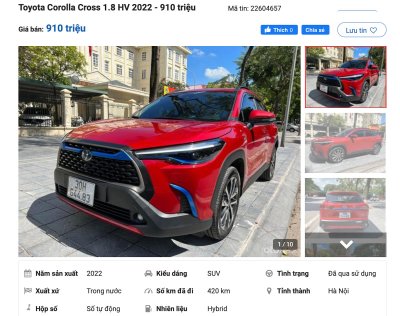 Toyota Corolla Cross bản Hybrid lên sàn xe cũ