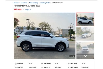  chiếc Ford Territory lướt mang biển Hải Phòng với mức giá 845 triệu đồng. 