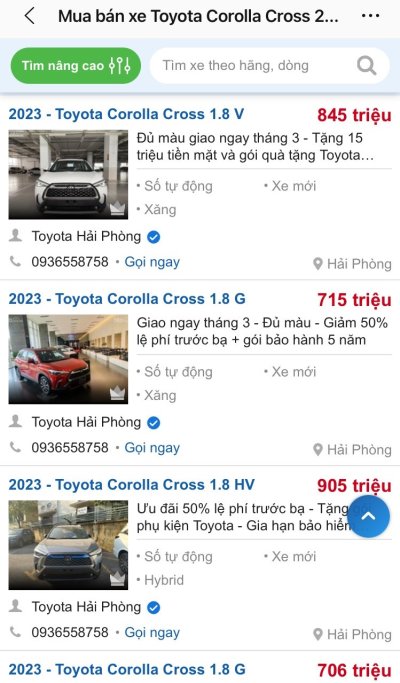 Toyota Corolla Cross đang được đại lý chào bán kèm ưu đãi hấp dẫn 1