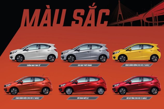 Các tùy chọn màu sắc xe Honda Brio.